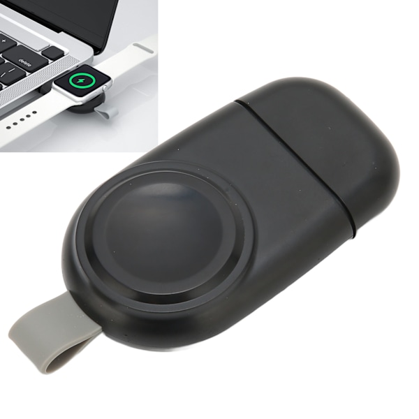 Se trådløs oplader Stærk magnetisk adsorption Lille bærbar trådløs opladningsstation til IOS Watch Sort