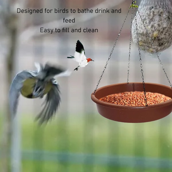 Fuglebad Hengefuglemater Rund Plast Hengefuglemater Brett Utendørs Fuglebad Brett Brun