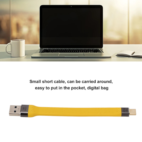 Kort USB A til USB C-kabel Bærbar lille FPC Fleksibelt kabel PD 100w 5A 10Gbps Hurtig opladning Kort USB C-kabel