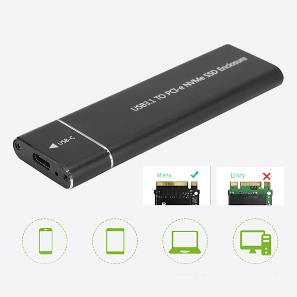 USB3.1 M.2 NVME -kotelo Windows 98 / Se / Me / 2000 / XP / Vista / Win7 / Win8 / Win10 / MAC OS 8.6 -käyttöjärjestelmille