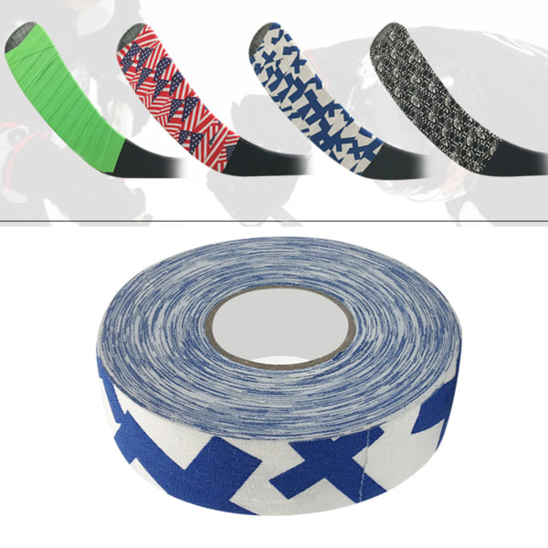 2,5 cm x 25 m hockeybeskyttende tape sport badminton stangputer hockey tape blå pluss-tegn