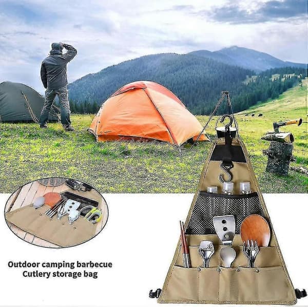 GETIT Förvaringsväska Grillbestick Förvaringsväskor. Picknick Grill Bbq-diskar Organizer Verktyg Khaki