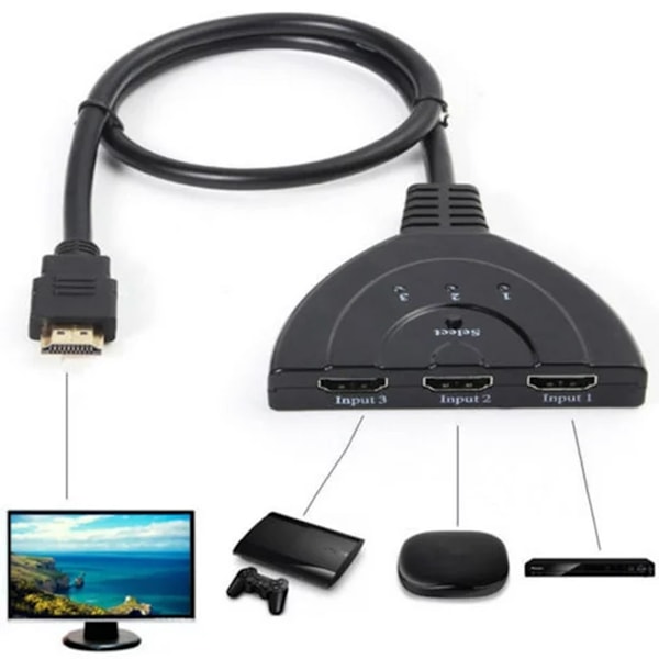 Avancerad 3-i-1-ut HDMI-switch, högkvalitativ HDMI-splitter för sömlös underhållningsupplevelse