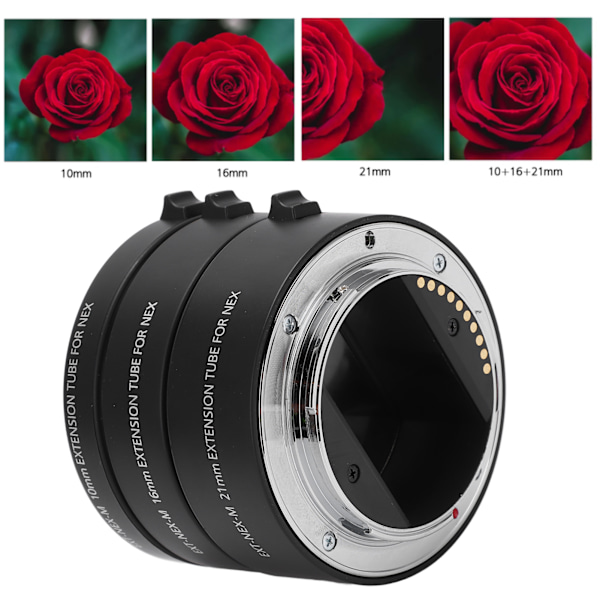 Autofokus makroforlengerrør adapterring 10mm 16mm 21mm for Sony E-mount objektiver