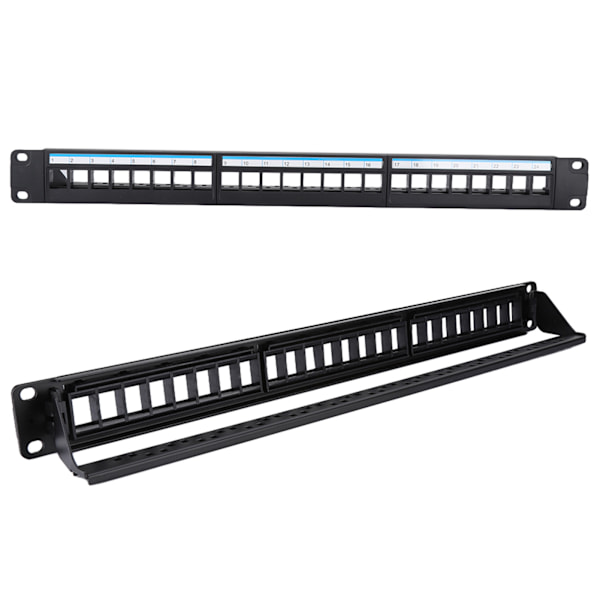 19 tommers 24-porters monterbar data patch panel CAT6 nettverkskabel rack (moduler ikke inkludert)