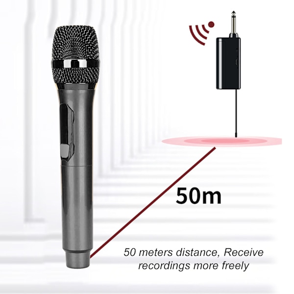 Trådlös Mikrofon 1 för 2 LED-Skärm Handhållen Karaoke Trådlös Mikrofon för Utomhus Hem Konferens Svart