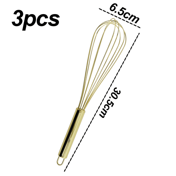 Pakke med 3 rustfrie stål, Titianium-belegg gullvisper for Coo