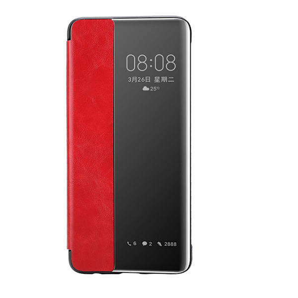 Huawei P30 -puhelimen kääntökuori, älykäs unensuojakotelo, punainen