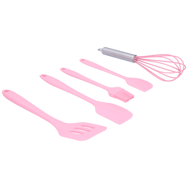 Silikon Spatel Set Bakskrapa Värmebeständig Äggvisp Köksredskap (Rosa)
