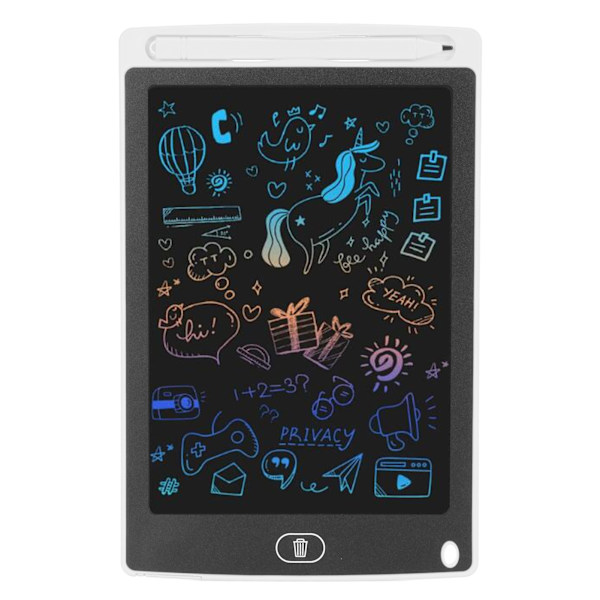 8,5 tuuman kirjoitustaulu LCD värikäs piirtopöytälevy lapsille värikäs doodle-taulu lelu 1-10-vuotiaille tytöille pojille valkoinen
