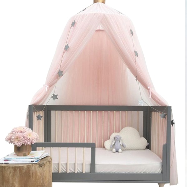 Elegant farge hjemmenett myggnetting barn seng baldakin netting barn baby soverom rosa