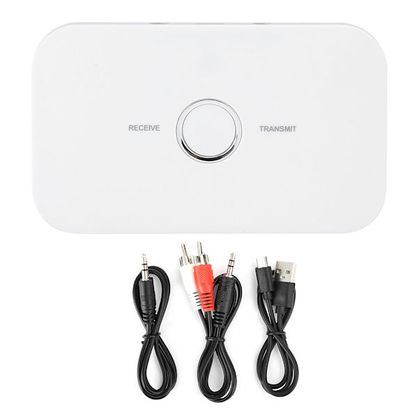 B6 Bluetooth 5.0 Adapter HIFI Trådløs Mottaker og Sender 2 i 1  Lyd Stereo Hvit