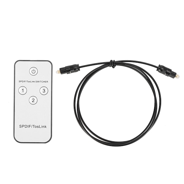 SPDIF/TosLink Switch 3x1 Växlingsenhet med Fjärrkontroll 3 in 1 ut Switch 100V‑240V UK-kontakt