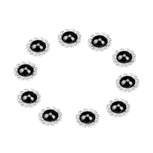10 stk. 20mm DIY halvrunde perleperler Scrapbooking-dekoration flad bagside (sort)