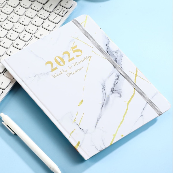 2025 Årsplanerare - Planerare/Kalender 2025, 2025 Vecko- & Månadsplanerare, Kalenderplanerare med Flikar, Robust Omslag, Papper, Bakficka white