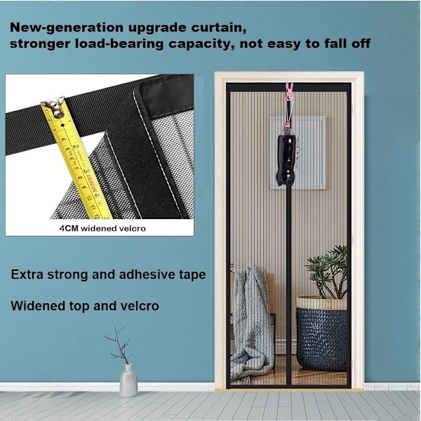 Breeze Insektsskydd Skärmdörr, Glasfibernät Självtätande för Uteplats Balkong Husbil, Magnetisk Stängning Kraftig för Enkel Installation Automatisk