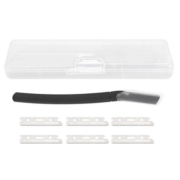Metall øyenbryns trimmer rustfritt stål unisex manuell øyenbryns skjegg trimmer med 6 blader for hår svart
