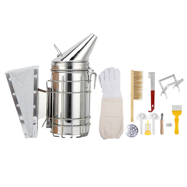 10PCS Biavlingsutstyr Kit Biesmoker Hansker Børste Wire Embedder Avdekking Verktøy Rammeklips Hive Verktøy