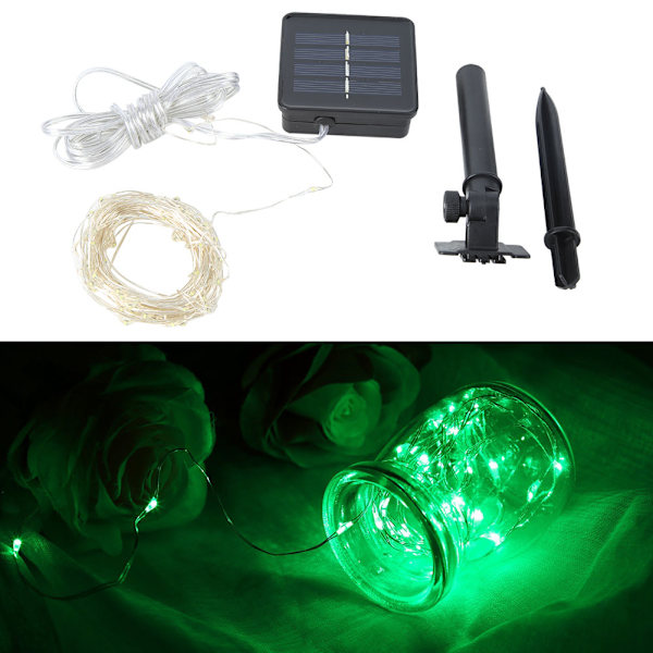 5m 50 LED solenergi-drivna ljusslingor utomhusfestdekoration koppartrådsljusslingor lampa