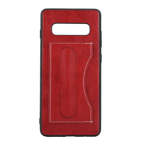 Enkel stil PU läder korthållare fodral för Samsung S10+ bakre telefonfodral (röd)