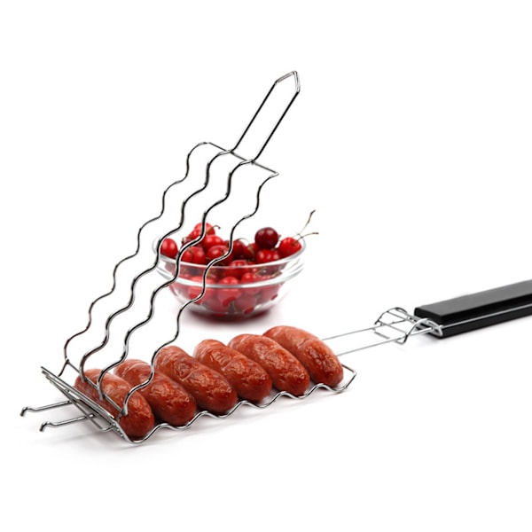 Högkvalitativt Material, Perfekt För Utomhusäventyr, Portabel Grillkorg Erbjuder Generös Matlagningsyta, Rostfritt Stål Korvställ Säkerställer