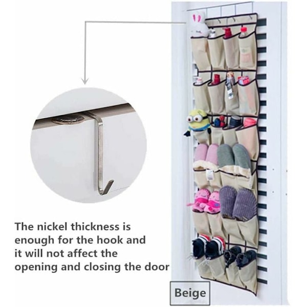Utrymmesbesparande Organizer, Skoförvaring för Dörren med Justerbara Krokar, Slitstarka Meshfickor och Andningsbart Non-Woven Material för Multifunktion