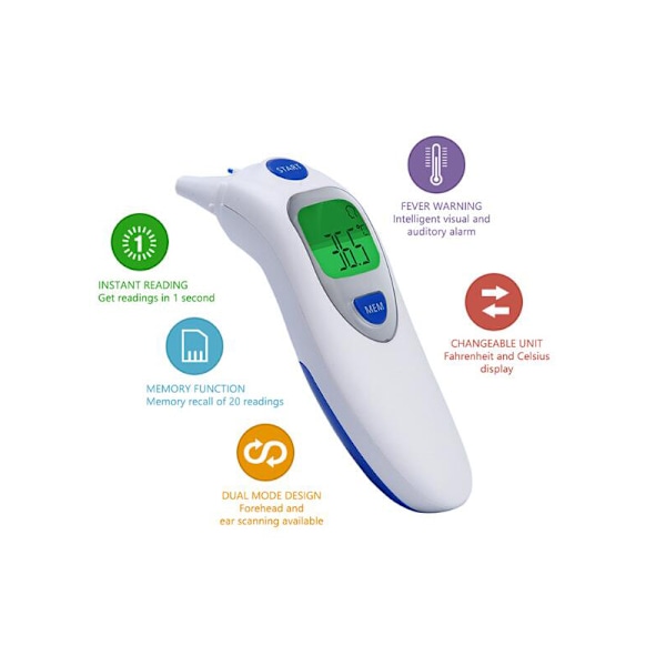 4-i-1 Multifunktionell Infraröd Digital Örontermometer, Engångs Öronprober, Smart Feberindikator, Omedelbara Resultat, för Noggrann Hälsovård i Hemmet