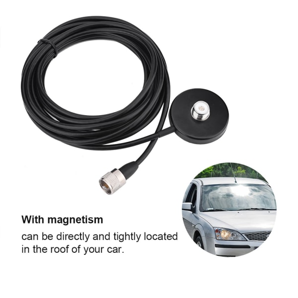 Mobil bilantenne magnetisk tagmontering base med 5 meter lang koaksialkabel UHF han