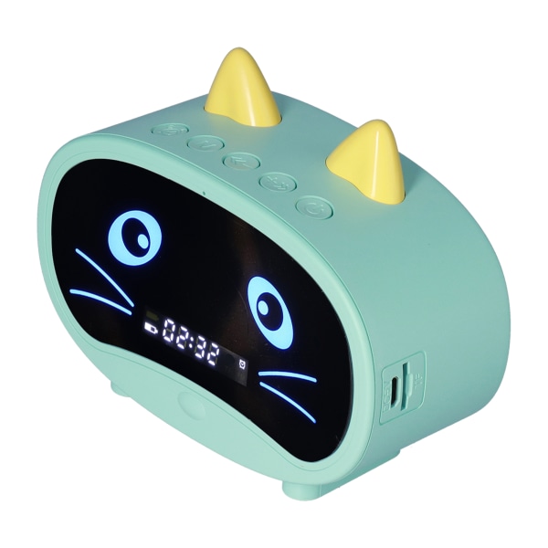 Mini Cartoon Speaker Multifunktionell Söt Katt Öra Design Smart Set Dubbla Alarmklockor för Sovrum Kontor