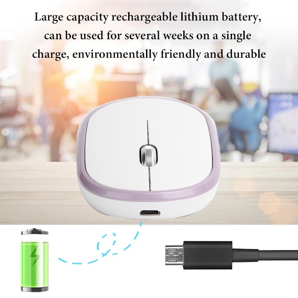Tyst Trådlös Mus, Lila Ergonomisk Design Bluetooth 5.0 Anslutning, Snabb Precis Spårning, Justerbar DPI Uppladdningsbar Trådlös Mus för