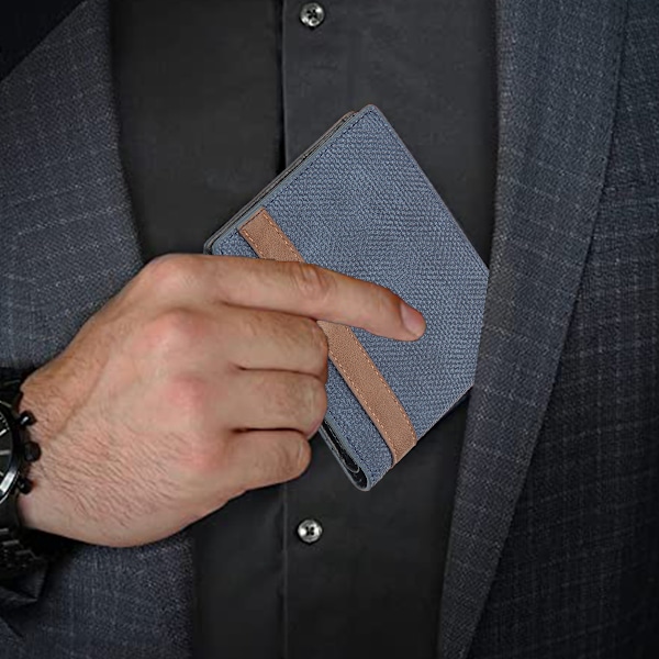 Läder Herr Bifold Plånbok Slim Minimalistisk Framficka - Tunn & Snygg
