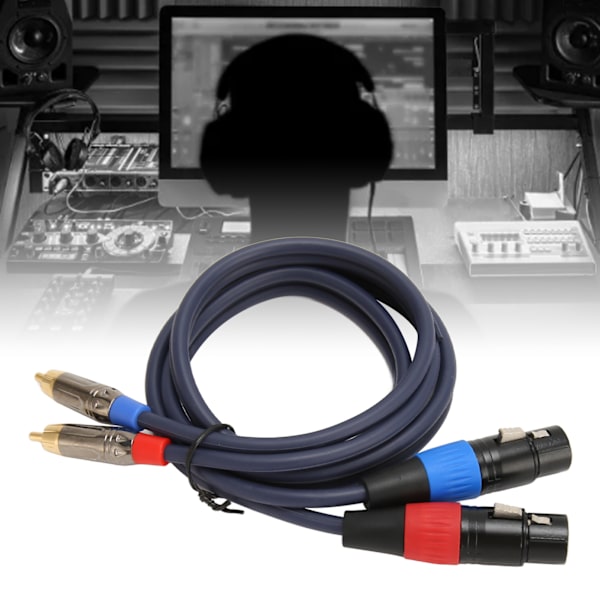 Dubbel XLR till RCA-kabel Professionell 24K guldpläterad kontakt 2 XLR hona till 2 RCA hane HiFi ljudkabel 2m / 6,6ft