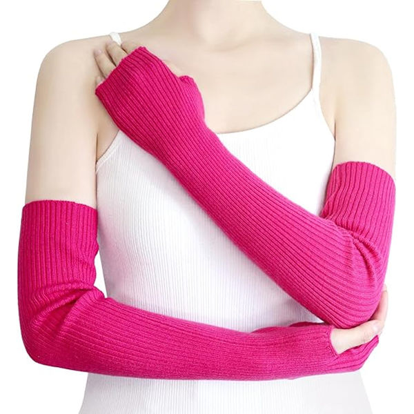 Fingerløse armvarmere for kvinner Vinter Stretchy hansker Akryl  hansker 50cm Ekstra lange hansker