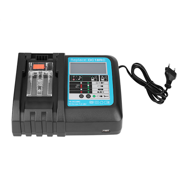 Lithium Li-ion Batterilader Udskiftning DC 14.4V~18V Digital Display (EU Stik 100~240V)
