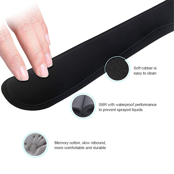 Handledsstödset i Memory Foam: Smärtlindring, Ergonomisk Design, Halkfri Botten, Vattenresistent Yta för Kontor & Gaming
