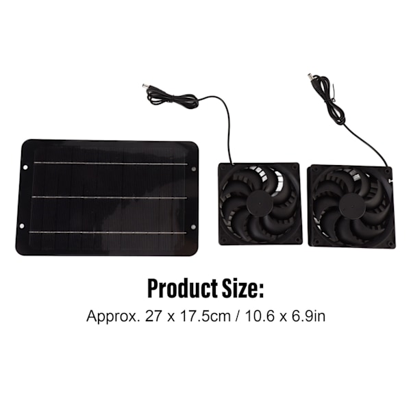 Växthusventilationskit, solcellsdriven fläkt med förlängd livslängd och 20% effektiv monokristallin solcell för dubbel fläktdesign (10W)