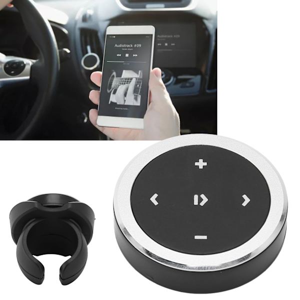 Bluetooth-mediabutton Smart Silver -painike Bluetooth-kaukosäädinsetti kiinnikkeellä matkapuhelimille ja tableteille
