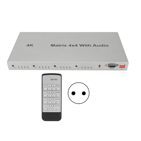 4x4 HD Multimedia Interface-växlare 4 in 4 ut Aluminiumlegering 4K HD Multimedia Interface-kopplare med EDID och IR EU-kontakt