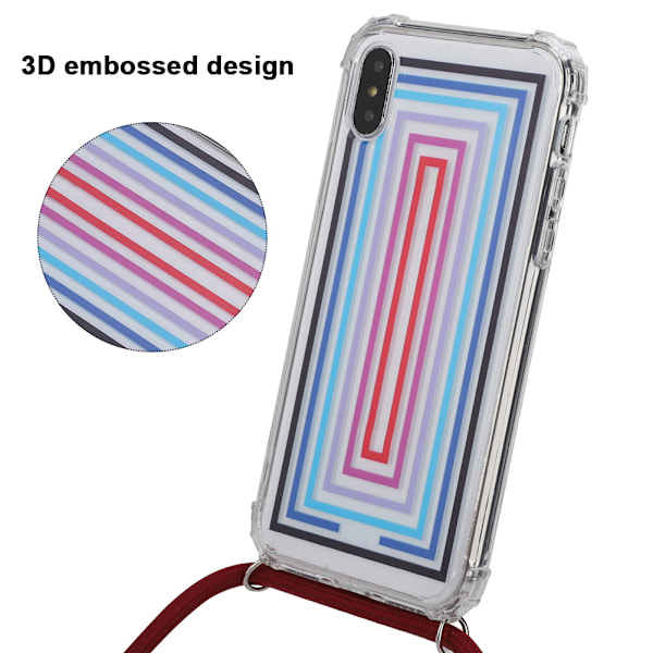 3D-präglad mobilskal med stötsäkert fodral och rem för iPhone (för iPhone X/XS)
