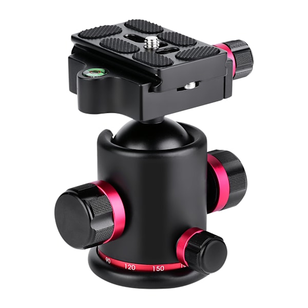 Mefury Tripod Kulled med roterande panorama med 3 st 1/4\" till 3/8\" skruvadapter Röd