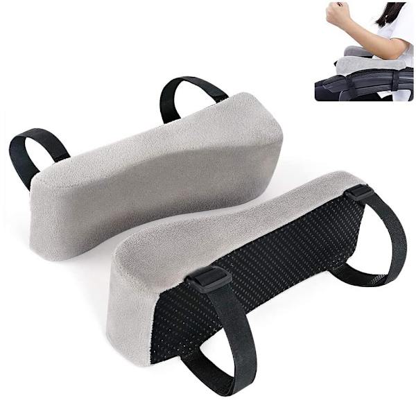 1 par Memory Foam Armlene Kontorstol Armleneputer og Hevede Skrå Armlener - Universelle Putetrekk for Armlener og Albueavlastning grey