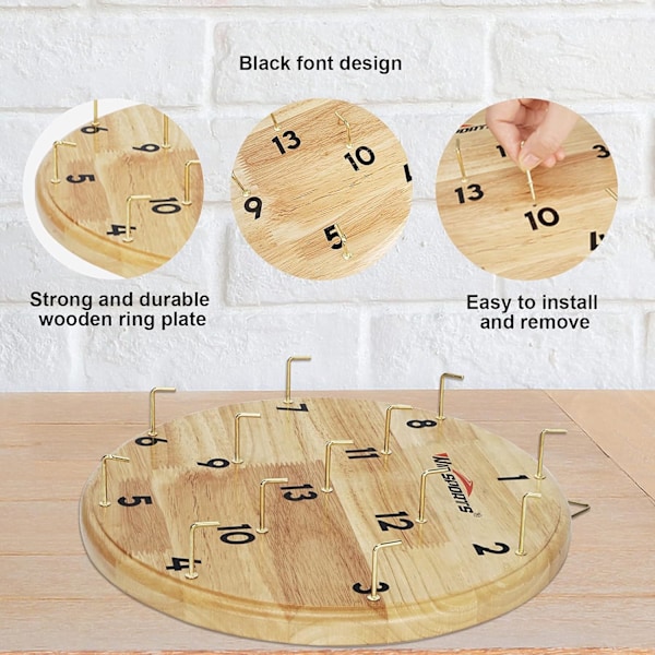 Ringkastningsspel i trä för väggmontering, roligt inomhus och utomhus med hand-öga-koordinationsaktiviteter, utmaning för matematiska färdigheter för perfekt present (1 set)