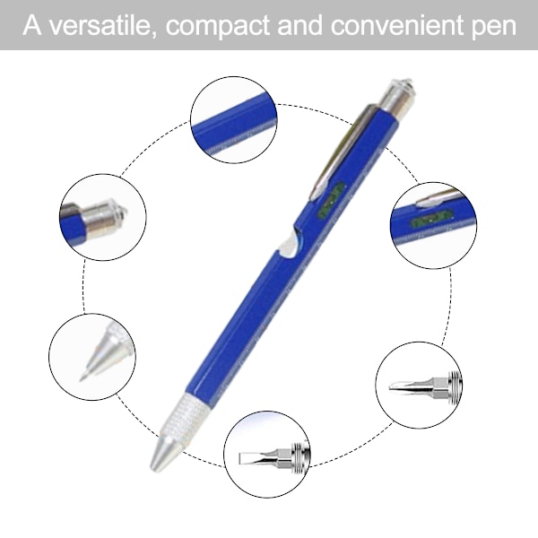 Presenter för män, 9 i 1 Multifunktionell Verktygspenna, Roliga presenter för män, Kan DIY Hantverk, Pappa, Make, Pojkvän blue