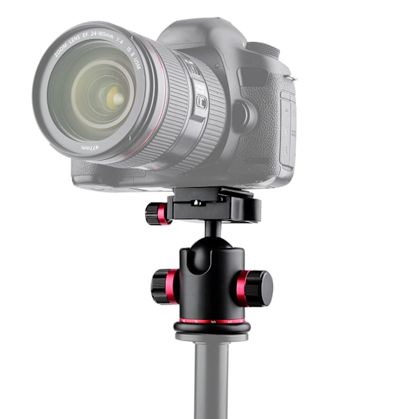 Mefury Tripod Kulled med roterande panorama med 3 st 1/4\" till 3/8\" skruvadapter Röd