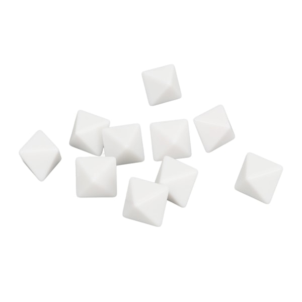 20PCS 8-sidet terning i plast, tom DIY terningsett for brettspill, fest, matematikktelling, undervisning, hvit