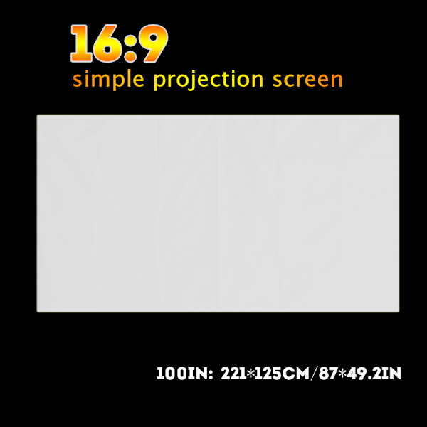 1 stk bærbar hvit projektor lerret projeksjonsskjerm 16:9 (100 tommer)