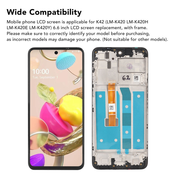 6,6 tommer skærm udskiftning LCD display touch digitizer skærm udskiftning med ramme til LM K520