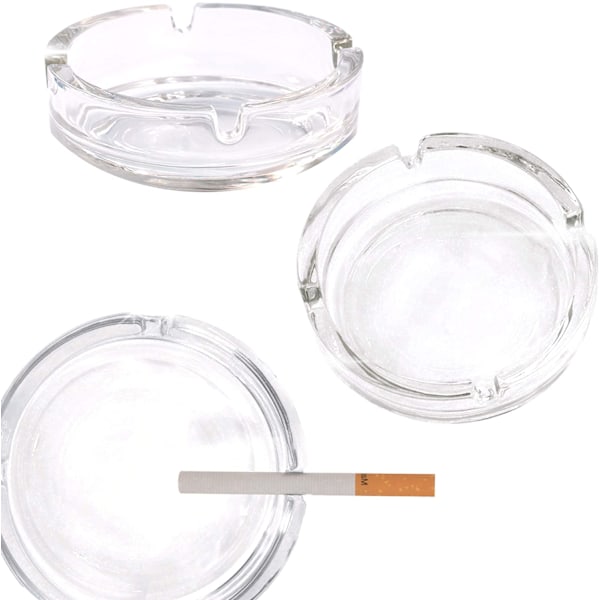 Lyxiga askfat i kristall för inom- och utomhusbruk, stilrena bärbara moderna askhållare, klara, robust tung glaskonstruktion (2-pack)