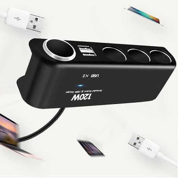 GETIT Billaddare för cigarettändare Ladda 2 USB-enheter samtidigt