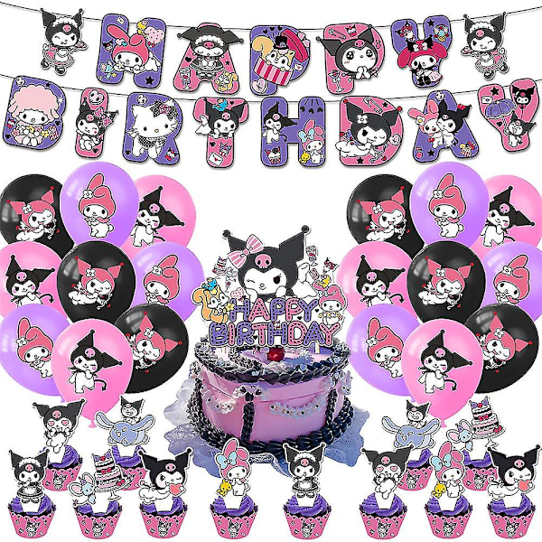 My Melody Kuromi Fiesta Decoración Temática para Cumpleaños de Niñas